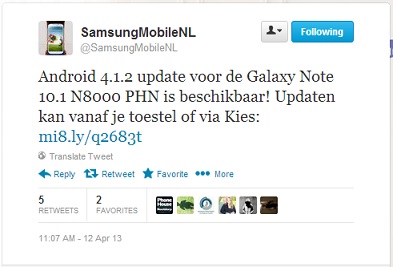 Samsung Galaxy Note 10.1 software update Android 4.1 Jelly Bean