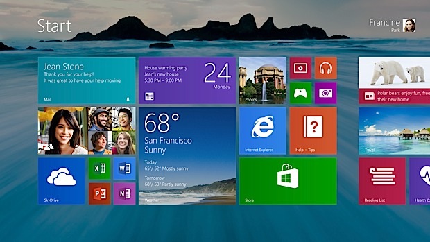 Touch-modus met desktop achtergrond - Windows 8.1