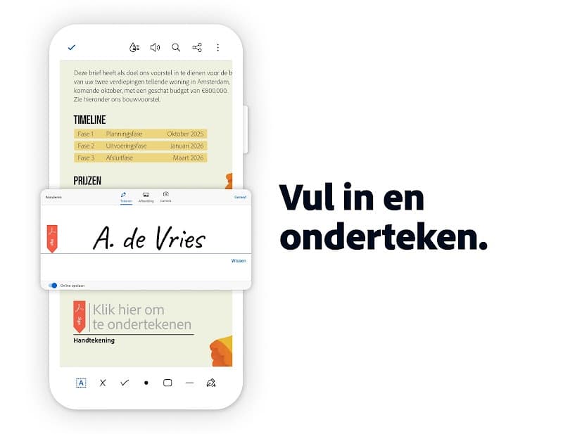 Formulier invullen en ondertekenen in de gratis Adobe Acrobat Reader