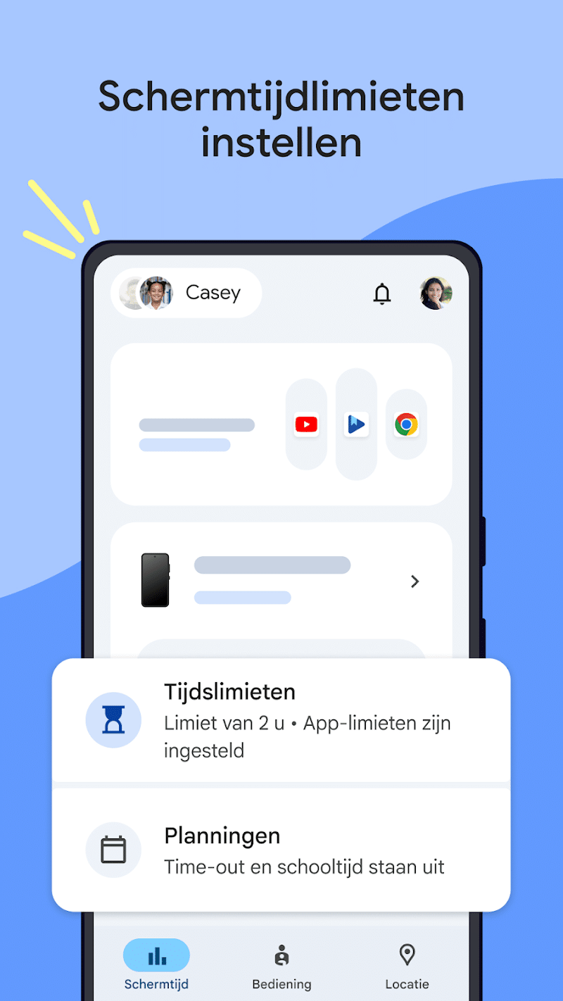 Schermtijdlimieten en planningen instellen in de Family Link app