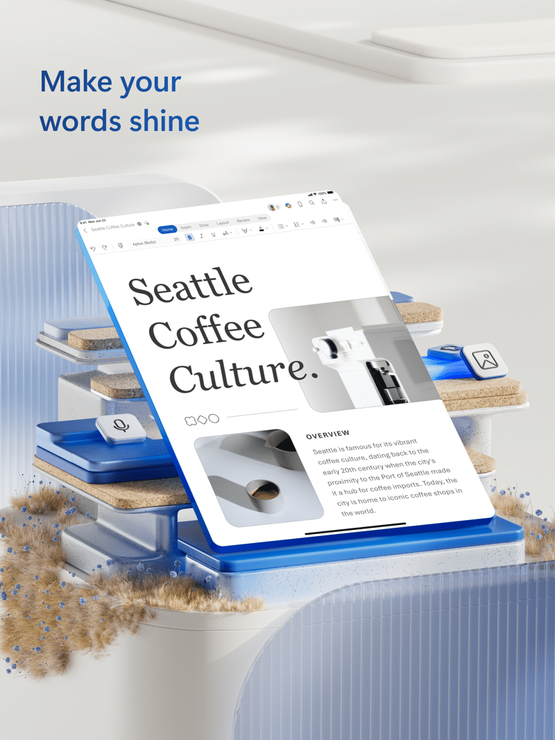 Microsoft Word geopend op een iPad