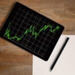iPad op een houten bureau