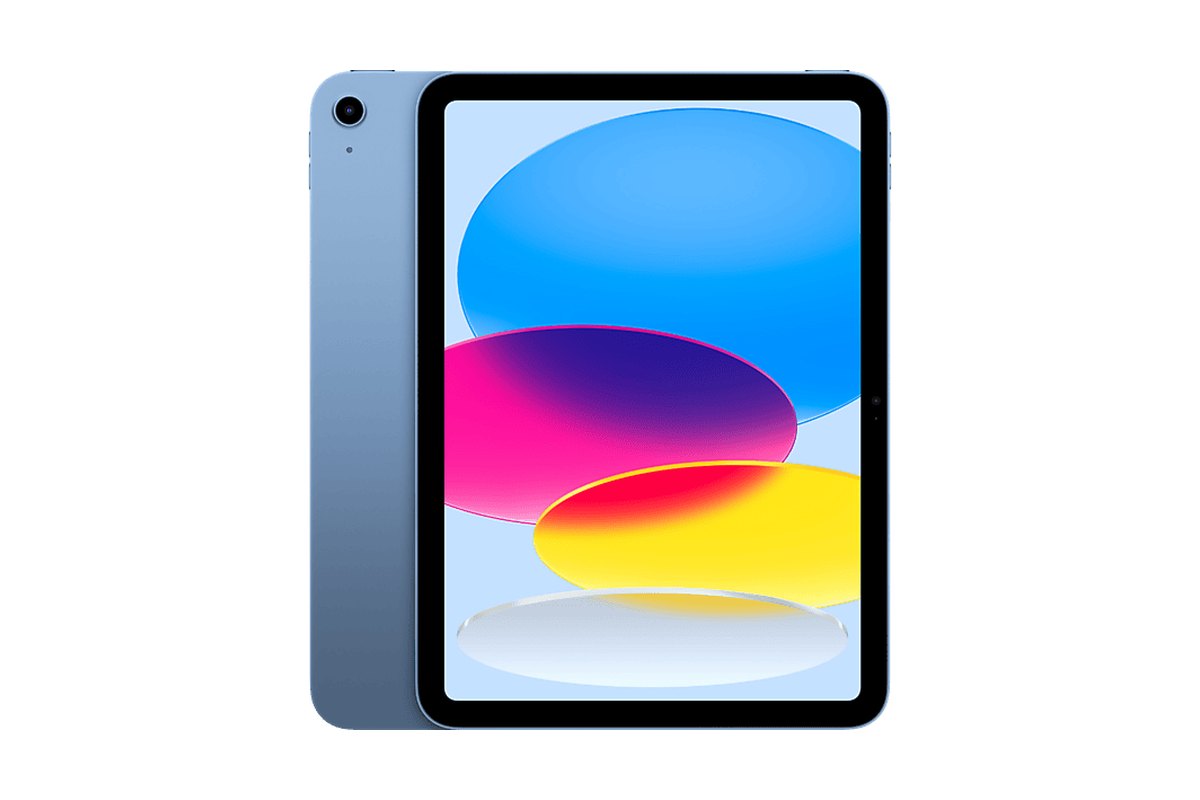Blauwe iPad 11e generatie (A16) van voren